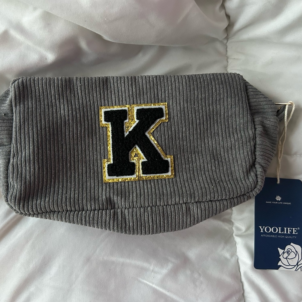 Gray Corduroy Bag with K Patch